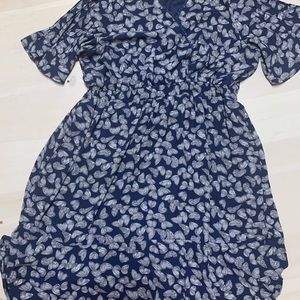 Navy blue dress with white butterflies
